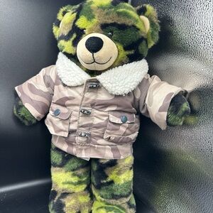 Build A Bear BAB Soft 17" Plush Green Camo Camouflage Military Army Stuffed Toy